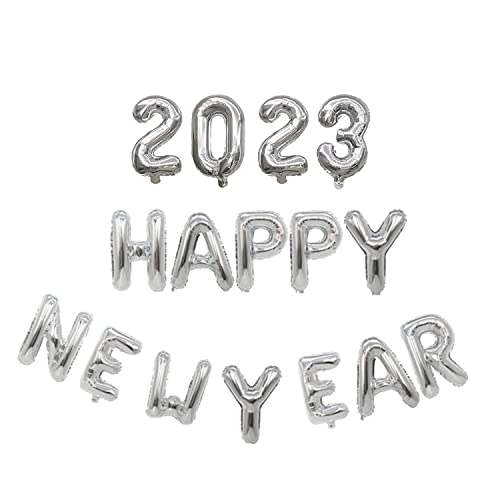 ED-Lumos 16 Piezas Globos Aluminio de Happy Newyear 2023 Globo Plateado Feliz año 2023 en inglés para decoración de Fiesta 16 Pulgadas Cover