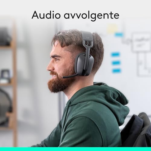 Logitech Zone Vibe 100 Cuffie Wireless Over-Ear Leggere con Microfono con Eliminazione del Rumore, Auricolare Bluetooth Multipoint, Compatibile con Teams, Google Meet, Zoom, Mac/PC - Grigio - Immagine 3