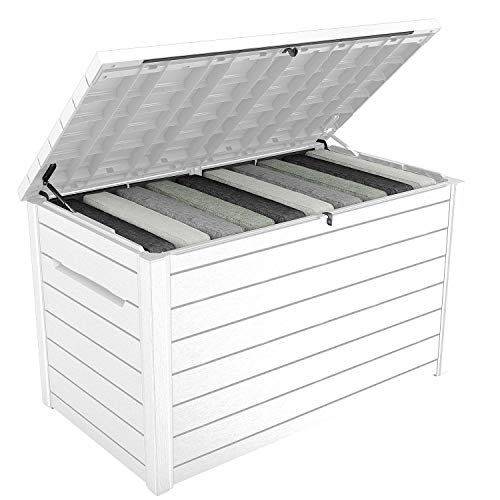 Keter XXL 230 Gallon Deck Storage Box Outdoor Patio Container White