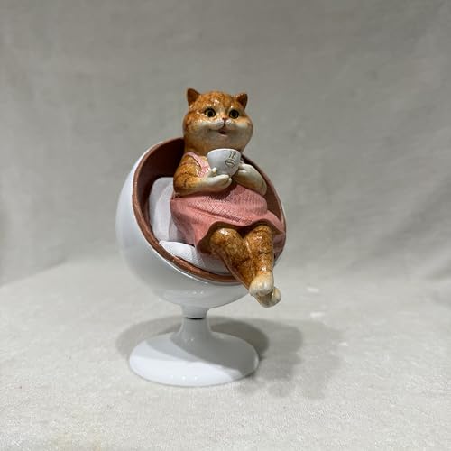 Image of AUGEN Polyresin Rotating Kitten Coffee Statue Showpiece for Home Decor Decoration and Gifting (1767F19, 15.5cm)