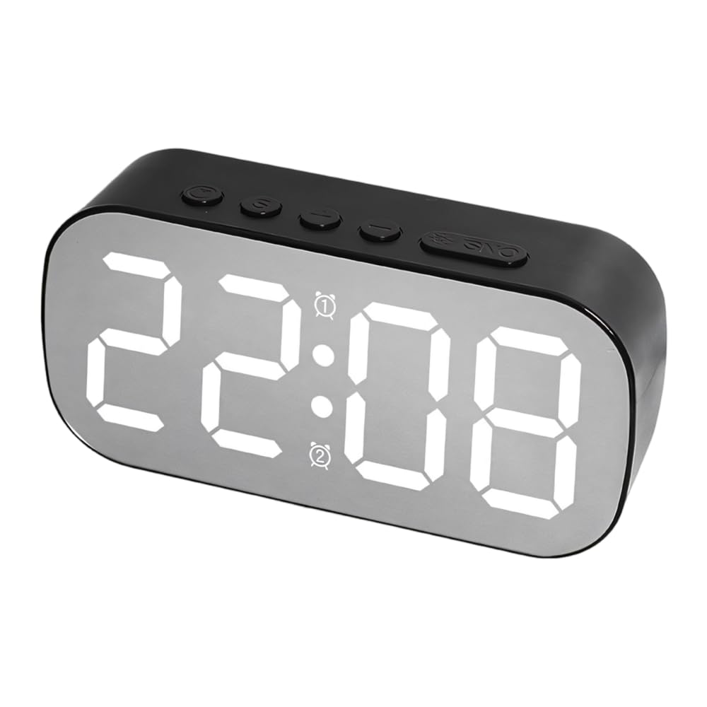 DONGKER LED Digital Display Electronic Clock, Brightness Adjustable Mirrored Alarm Clocks with Snooze Function Clock for Bedroom Office Living Room