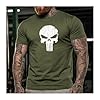 GYMTIER Skull Men's Gym T-Shirt Bodybuilding Training Workout Lifting Top Clothing, Green, XXL #2