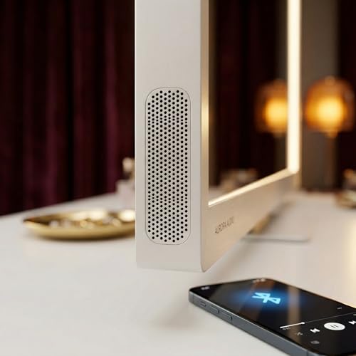 Oyajia Vanity Mirror, Dressing Table Mirror with Lights, Bluetooth Music Mirror, 58 x 48cm Light Up Make Up Vanity Mirror with Smart Touch 3 Colors Dimmable, Dressing Table,USB Charging Port, White - Image 5
