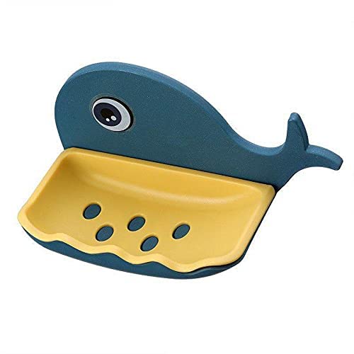 Image of Vrajart's Double Layers Fish Shape Plastic Adhesive Waterproof Wall Mounted Bar Soap Dish Holder Organizer Rack for Bathroom Accessory || Random Color [ Pack of 1 ]