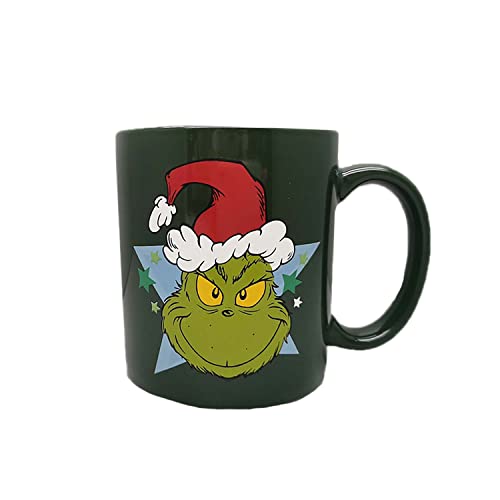 Bioworld Dr. Seuss GRINCH Face Holiday Coffee Mug Cup 16 Oz