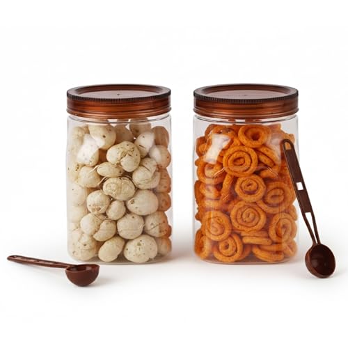Image of Cello Retro Kitchen Storage Jars Set of 2, (2 x 1500 ml) | Premium Food Grade Quality, BPA Free, Air Tight Clip Lock, Stackable Container | Multipurpose Plastic Storage Container For Home Kitchen Gift