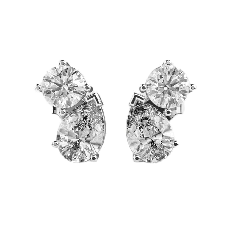 Boucles d'oreilles argent 925 avec pierre ronde et poire LKE_G_00127