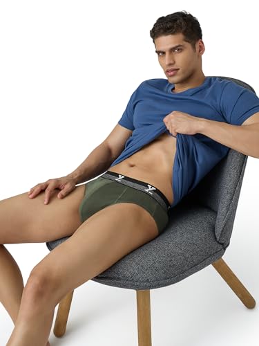 Image of XYXX Men's Aero 100% Super Combed Cotton Regular Fit Solid Anti Bacterial Briefs with No Marks Waistband (Pack of 3)