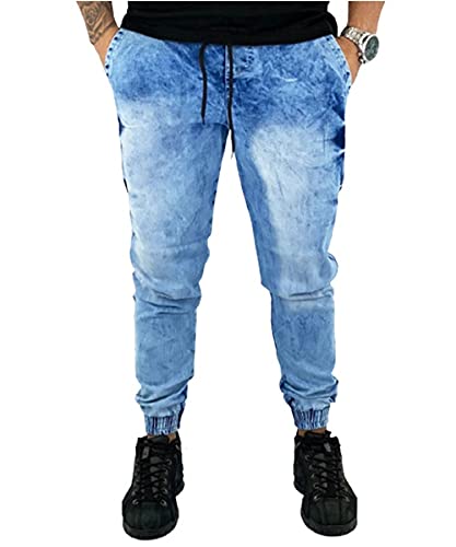 Calça Jeans Masculino Com Punho Jogger Com Lycra (BEGE, M)