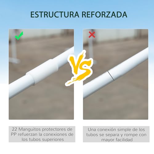 Outsunny Carpa de Jardín 6x3 m Carpa para Fiesta Cenador Desmontable Exterior con 6 Mosquiteras Laterales 2 Puertas con Cremallera Impermeable Pabellón Gazebo para Terraza Patio Playa Blanco - imagen 4