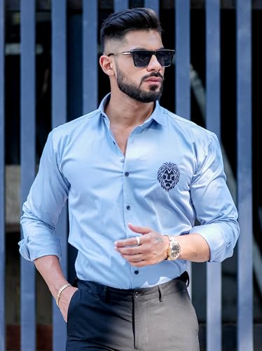 Image of Foomer Green Paisley Printed Opaque Party Shirts
