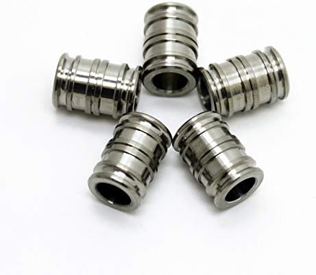 TIKING 5pcs 14mm Titanium Paracord Lanyard Bead for EDC Keychain Knife Cord Zipper Pull-Ti Color