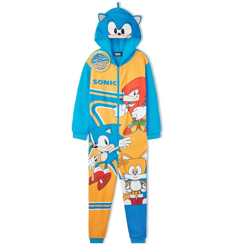Get Trend Sonic The Hedgehog Fleece Jumpsuit Kinder 4-10 Jahre Jungen Pyjama Ganzkörperanzug Shadow Knuckles und Tails (5-6 Jahre Mehrfarbig Sonic)