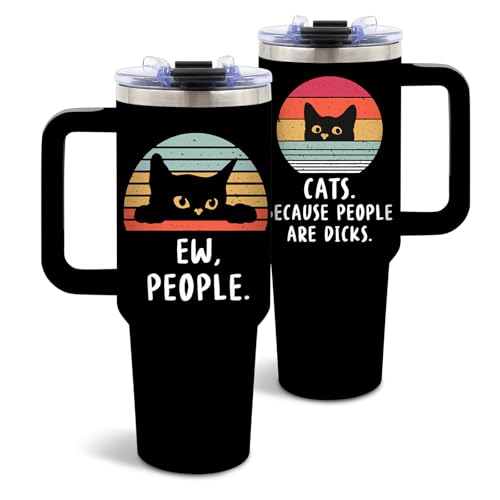 DUUV Cat Lover Gifts for Women, Rainbow Cat Tumbler for Mom Girls Friends Sister, Gifts for Birthday Christmas Thanksgiving, 40 Oz Tumbler with Handle Lid and Straw, 1PCS