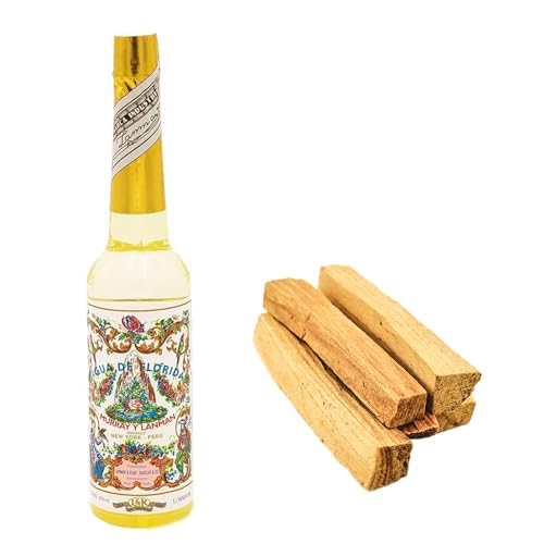 Aromasenses - 50 Gramos Palo Santo Sagrado De Perú + 1 Agua Florida 270 ml - 100% Natural Ecologico - Bursera Graveolens - Limpiador de Energías -Corte Artesanal (50 Gramos + 1 Florida)
