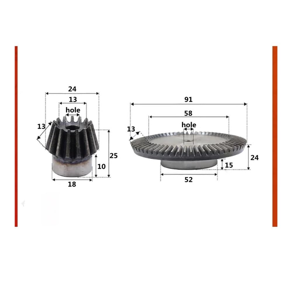 1 Paio di Ingranaggi Conici di Trasmissione a 90 Gradi 1,5 M15 Denti + 60 Denti Rapporto di ingranaggio Conico di precisione di processo 1:4(2PCS)