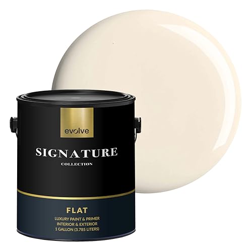 EVOLVE Signature Collection Luxury Interior Paint & Primer, Flat Sheen (Linen White), 1 Gallon – Premium One-Coat Coverage, Low VOC, Low Odor, Washable Finish for Walls, Ceilings & Trim