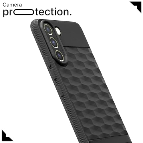 Image of Pikkme Back Cover for Samsung Galaxy S21 FE 5G Soft Grip 3D Hexa Cube Texture Silicone Bumper Case (Black)