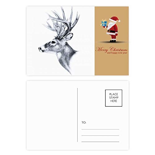 Cartes postales motif cerf noir blanc - Lot de 20 en impression premium