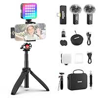 NEEWER Kit Vlogging per Telefono con Luce LED RGB/Microfono Lavalier Wireless/Treppiede Smartphone da Bastone per Selfie, Essenziali per Creatori Contenuti per iPhone Android Podcast YouTube, PA048