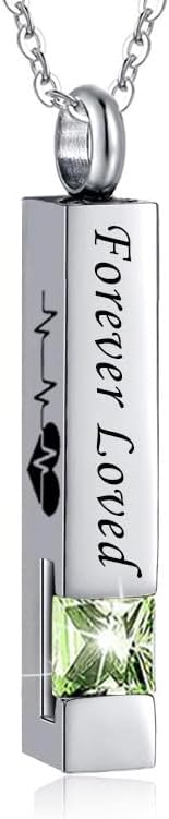 Rockyu Women's Stainless Steel Memorial Urn Necklace "Forever Loved" Pendant with February Birthstone, Ashes Keepsake Cremation Jewelry for Remembrance - Image 8