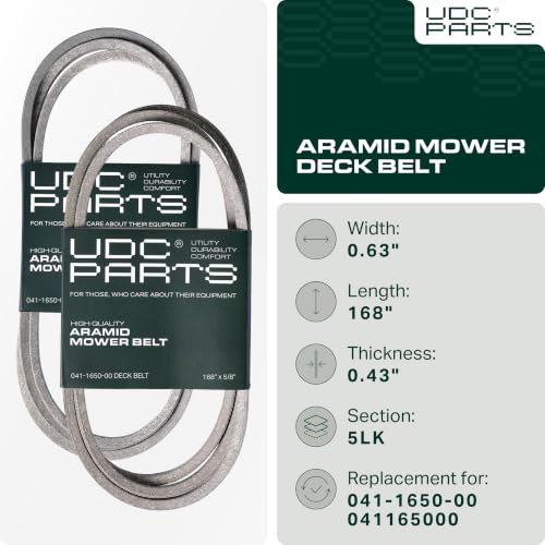 Image of UDC Parts 041-1650-00 Deck Belt /Aramid Cord 5 /8 inch x 168 inch / Replacement for Bad Boy ZT Elite 60 Inch, Bad Boy Maverick 60 Inch, Maverick HD, ZT Avenger, Outlaw 54 inch Zero-Turn Mowers B165 041165000