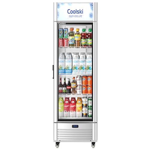 Image of Coolski 6.5 Cu.ft. Beverage Refrigerator and Cooler Commercial Glass Door Display Refrigerator with LED Lighting and Adjustable Shelves, Beverage Display Cooler for Drink, Soda, Beer
