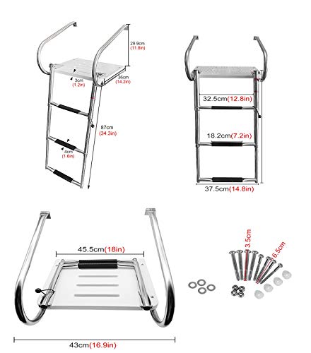 Escalera telescópica de acero inoxidable para piscina y yate 3 peldaños miniatura 7