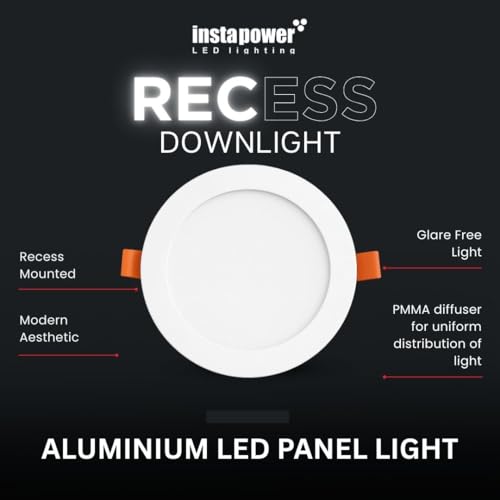 Image of Instapower Polycarbonate Recessed Ceiling Light Ultra Slim Round LED Downlight 2-Year Warranty (Warm White - 18W)