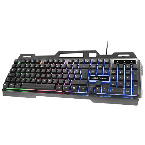 Mars Gaming MK120ES, Teclado Gaming FRGB, Aluminio, Antighosting, Soporte Smartphone, Español, Gris y Negro