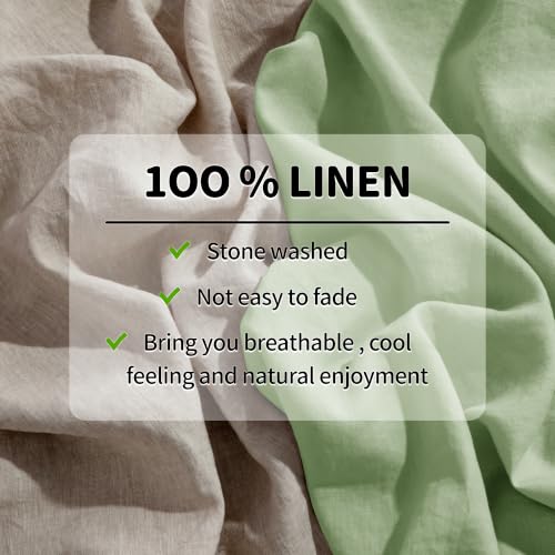 Image of LBRO2M 100% French Pure Linen Sheet Set 4Pcs, 16 inch Deep Pocket Queen Size
