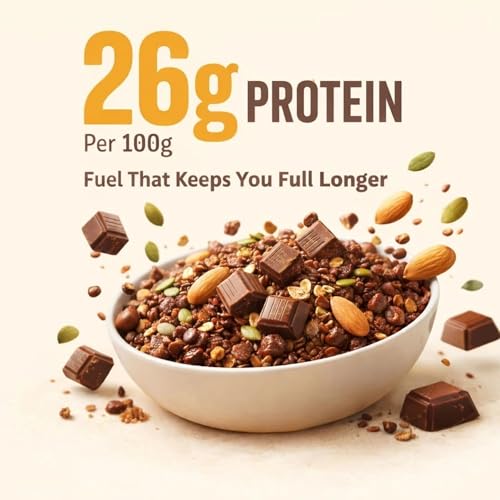 Image of Yolo Roots 26gm High Protein Super Oats 1 Kg | Real Dark Chocolate with Pumpkin Seeds, Raisins and Chia Seeds| No Added Refined Sugar