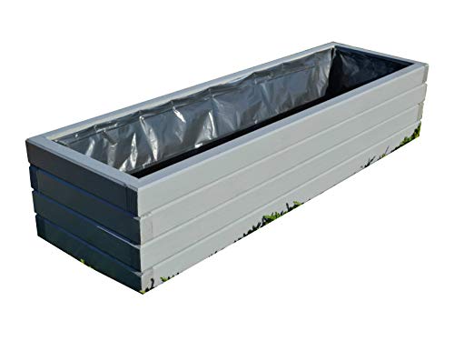 FKL DESIGN Home Deco NEU Pflanzkasten aus Holz TOP Pflanzkübel Garten Terrasse fertig montiert D2 Grau (Länge 100 cm)