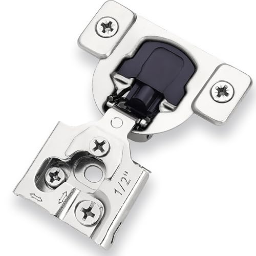 Decobasics 50 Pack Soft Close Cabinet Hinges – 1/2" Overlay for Kitchen Cabinet Doors, Slow Self-Closing Concealed Hidden Hinges for Face Frame –Stainless Steel, 3-Way Adjustable & Quiet Close Damper