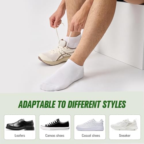 Niorasen No Show Socks for Men 6 Pairs, Bamboo Rayon Ankle Low Cut Invisible Thin Socks with Non Slip Grips 9-12 White - 5