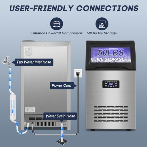 Sozt LMC55 Commercial Ice Maker Machine 150Lbs/24H With 50Lbs Storage Bin, Stainless Steel Undercounter/Freestanding Ice Maker Machine thumb #4