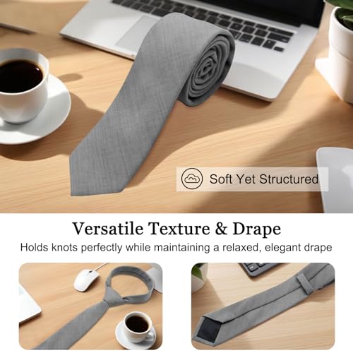 Image of Cotton Ties for Men Solid Color Skinny Tie Mens Necktie for Wedding Graduation Formal Dinner
