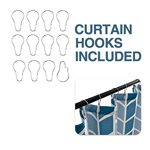 Vangao Fabric Shower Curtain With Hooks For Bathroom Blue Arrow Zigzag Chevron Herringbone Print Water Repellent Bath Shower Curtain 70 X 72 Inch #TOP5