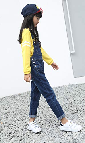 Sitmptol Girls Big Kids Suspender Strap Jeans Cotton Denim Bib Overalls Dark Blue 120