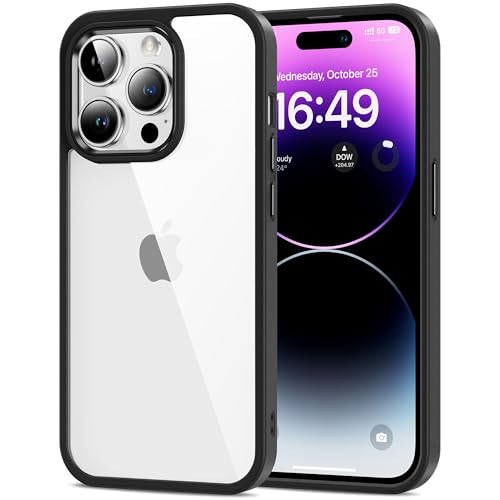 HOOMIL Case for iPhone 14 Pro 6.1-Inch, Non-Yellowing, Drop Protection, Anti-Scratch Transparent Hard Back Phone Cover - Black Clear