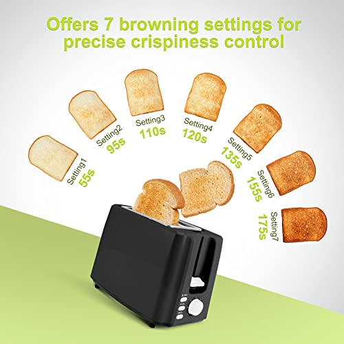 Toaster 2 Slice Best Rated Prime Toaster With 7 Shade Settings Reheat Bagel Cancel Function And Removable Crumb Tray Toaster For Bread Waffles #TOP1