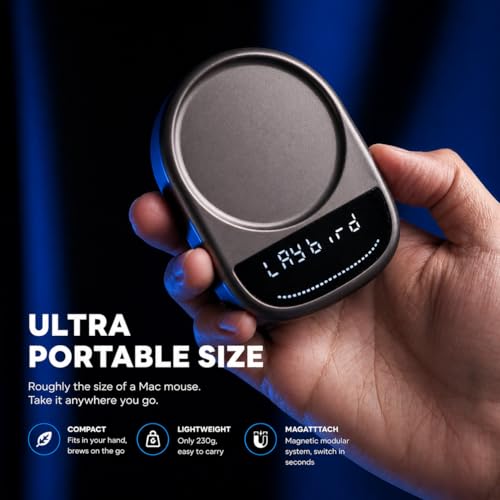Image of LAYBIRD MagAttach 3-in-1 Coffee Scale with Timer - Precision Espresso & Pour Over Scale with Flow Rate and Brew Ratio Display, Includes Magnetic Dosing Cup and Extension Platform Brewing Accessories