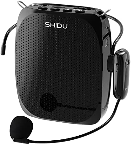 SHIDU S615 Voice Amplifier for Teachers, Mini Voice Amplifier with UHF Wireless Microphone Headset, 10W Output 1800mAh Personal Portable Speaker Suitable for Coaches,Tour Guides, Promotions, Outdoors