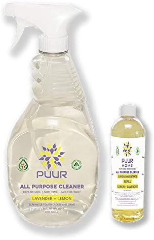 PUUR Home natural all purpose cleaner. Best value - 32 oz. spray + 4 oz. super concentrate makes 160 oz (1.25 gallons) total. Lemon lavender scent - Non-toxic - Pet safe and baby safe.  PUUR Home natural all purpose cleaner. 32 oz.Spray + 4 oz super concentrate makes 160 oz (1.25 gallons) Total.Rosemary Mint Scent Non-Toxic Biodegradable  PUUR Home Natural All Purpose Cleaner Concentrate Refill 4 oz. - Lemon Lavender Scent - Makes 1 Gallon (128 oz.) Total - Baby Safe - Pet Safe - Non Toxic - Biodegradable  PUUR Home natural all purpose cleaner concentrate - Unscented 4 oz Concentrate Refill - Makes 1 Gallon (128 oz.) total - Fragrance Free - Non Toxic Biodegradable