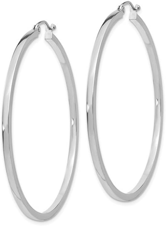 Extra Large Hoop Earrings in 14K White Gold 2 Inch (2.00 mm) - Image 4