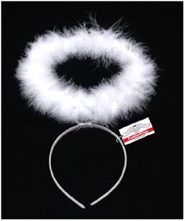 FashionWings (TM) White Marabou Feather Headband Angel Halo for Children and Adults