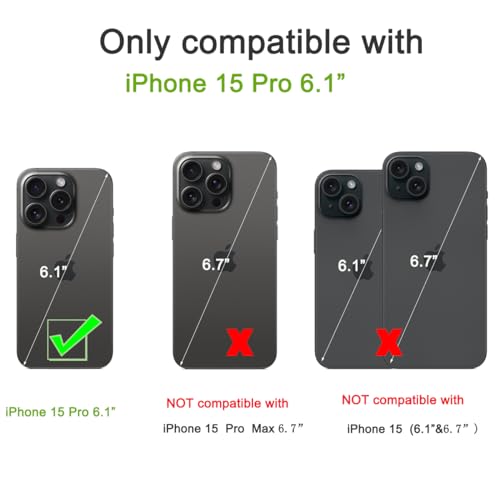 JOYAKI Compatible with iPhone 15 Pro 6.1” Wallet Case +1 Screen Protector, Slim Protective case with Card Holder, PU Leather Kickstand Card Slots Case iPhone 15 pro(6.1