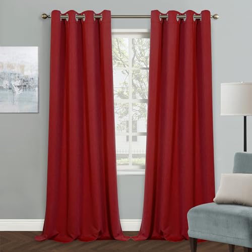MYSKY HOME Blackout Curtain for Bedroom, Grommet Room Darkening Curtain, Amazing Triple Weave Thermal Insulated Curtain, 1 Curtain Panel ( 52 x 95 Inch, Red ) by MYSKY HOME - Used condition - US$8.67