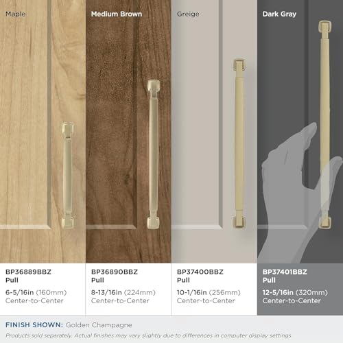 Amerock BP37401BBZ | Golden Champagne Cabinet Pull | 12-5/8 in (320 mm) Center-to-Center Cabinet Handle | Stature | Drawer Pull | Kitchen Cabinet Handle | Furniture Hardware by Amerock - Image 2