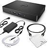 Crossery Paquete de estación de acoplamiento Dell WD15 USB-C con soporte de monitor doble, adaptador de corriente de 180 W, HDMI/VGA/MiniDP, Ethernet y múltiples puertos USB (renovado), color negro
